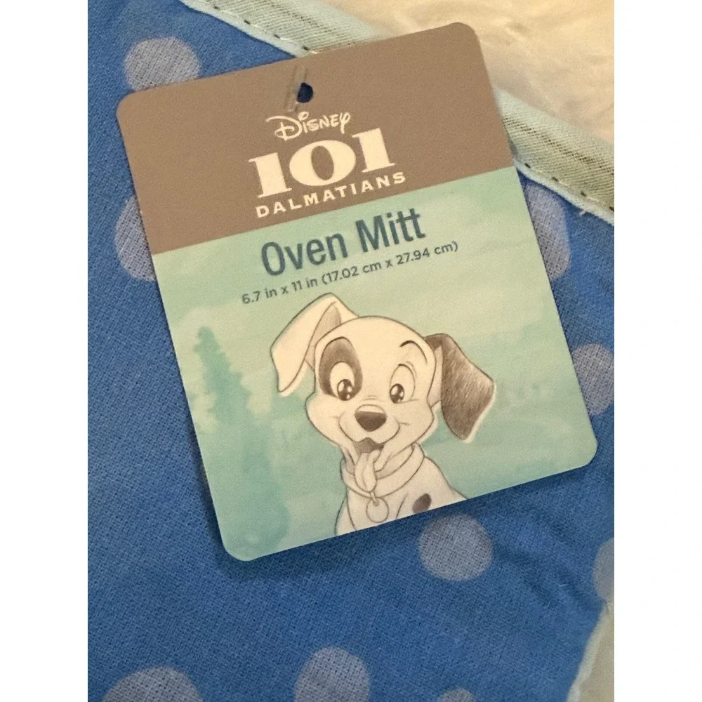 Disney 101 Dalmatians Kitchen Set New Towel and Oven Mitt Blue Polka Dot Puppy